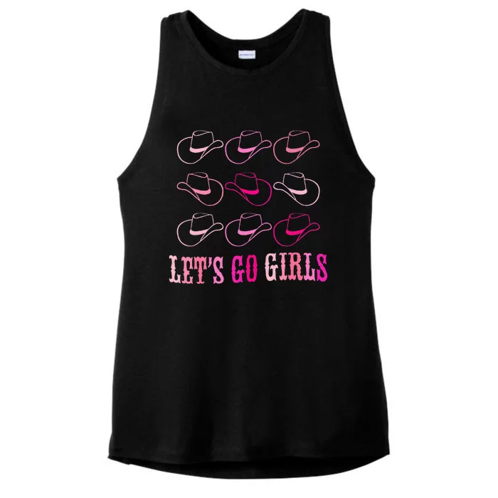 Cowboy Hat LetS Go Western Cowgirls Ladies Tri-Blend Wicking Tank