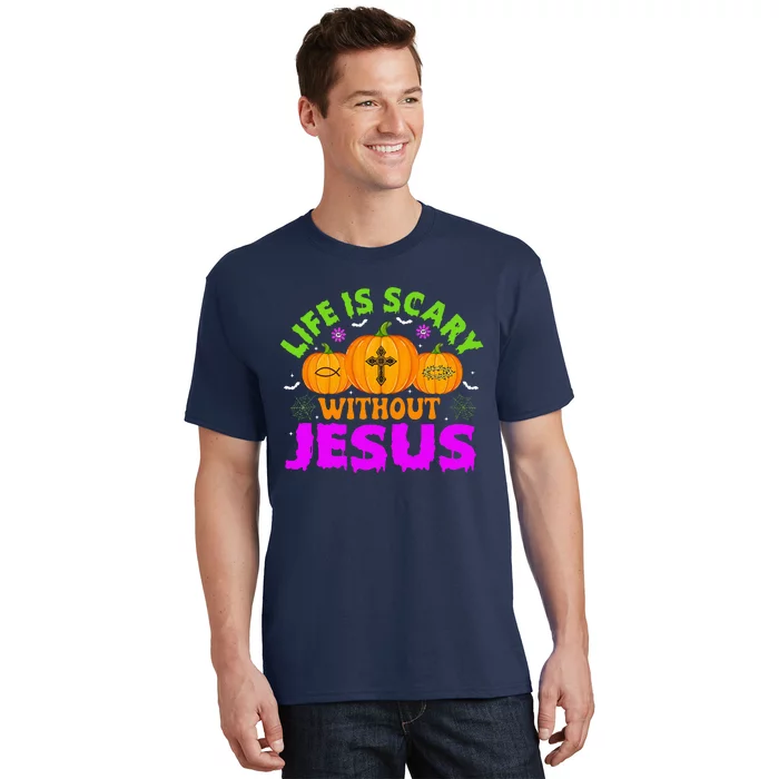 Christian Halloween Life Is Scary Without Jesus Fall Autumn T-Shirt