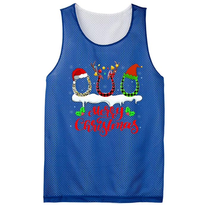 Christmas Horseshoe Leopard Plaid Santa Hat Horse Xmas Mesh Reversible Basketball Jersey Tank