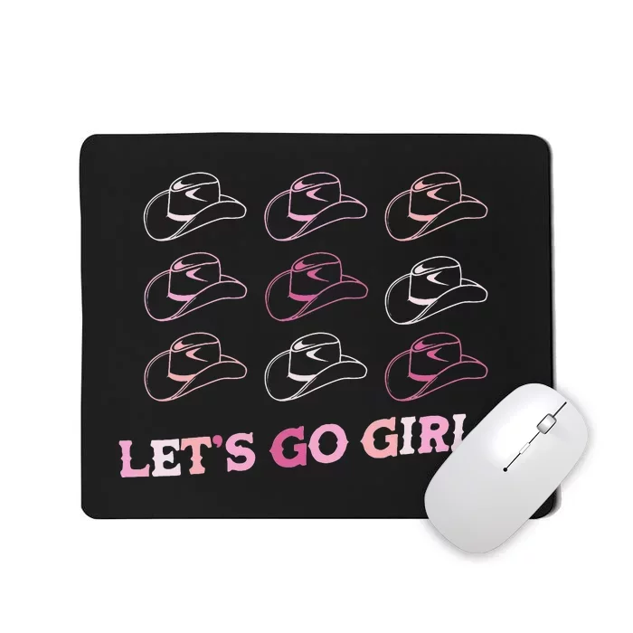 Cow Hat Lets Go Western Cowgirls Pink Mousepad