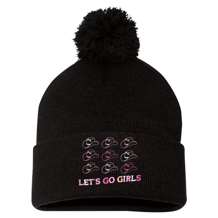 Cow Hat Lets Go Western Cowgirls Pink Pom Pom 12in Knit Beanie