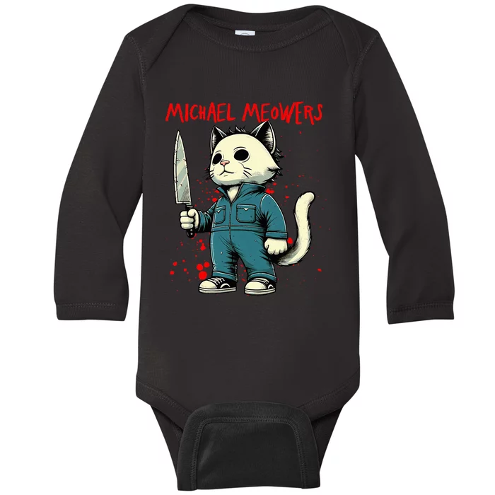 Cat Horror Movies Cute Halloween For Cat Kitty Lovers Baby Long Sleeve Bodysuit