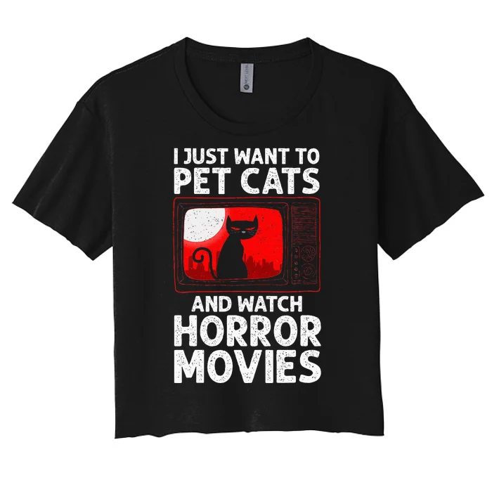 Cute Horror Movie Design For Women Horror Movie Lover Women's Crop Top Tee