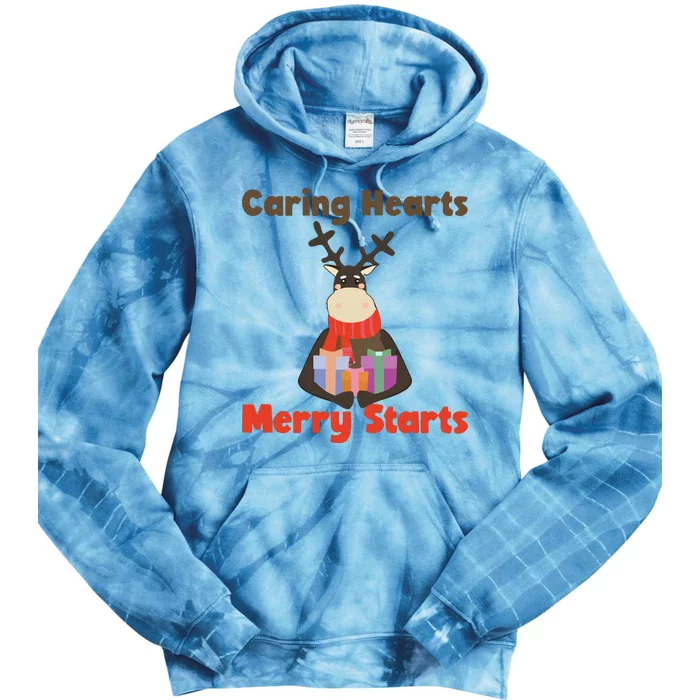 Caring Hearts Merry Starts Christmas Tie Dye Hoodie