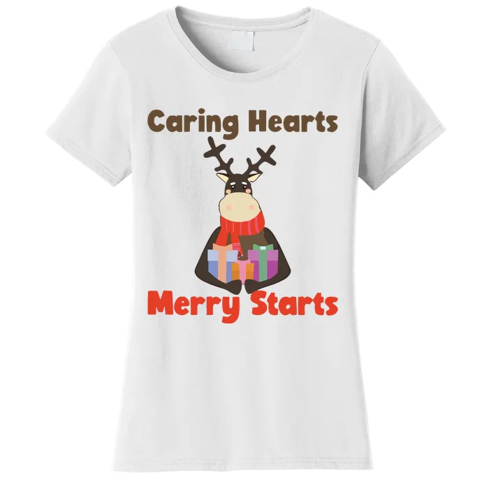 Caring Hearts Merry Starts Christmas Women's T-Shirt