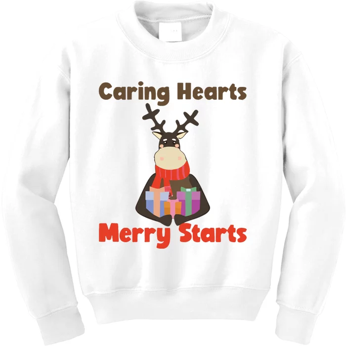 Caring Hearts Merry Starts Christmas Kids Sweatshirt