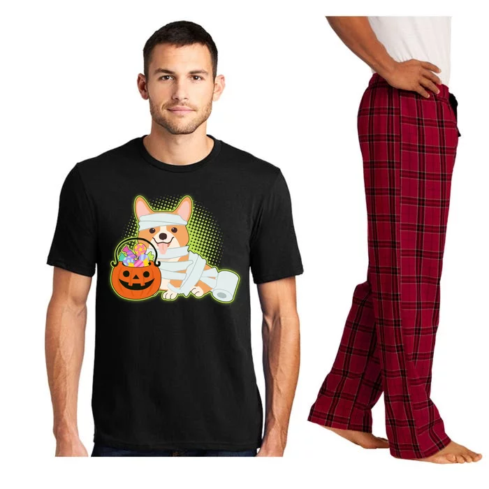 Cute Halloween Mummy Welsh Corgi And Pumpkin Candy Pajama Set