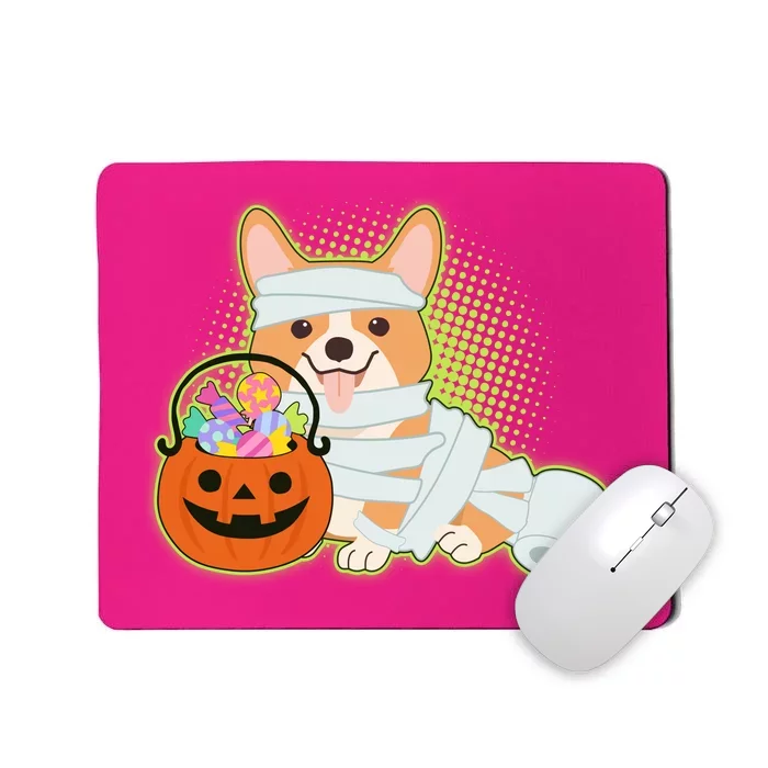 Cute Halloween Mummy Welsh Corgi And Pumpkin Candy Mousepad