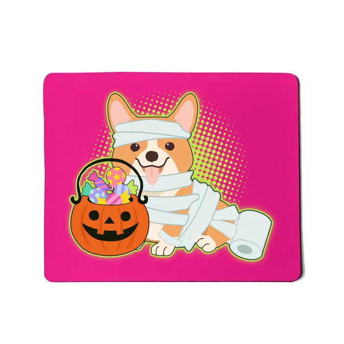 Cute Halloween Mummy Welsh Corgi And Pumpkin Candy Mousepad