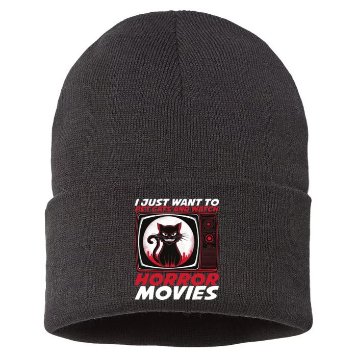 Cute Horror Movie Design Horror Movie Lover Sustainable Knit Beanie