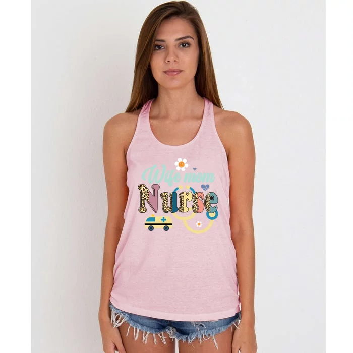 Cute Happy Mothers Day Wife Mom Nurse Meaningful Gift Women's Knotted Racerback Tank