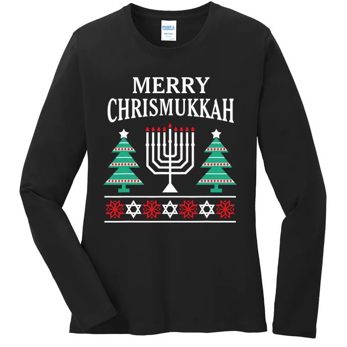 Christmas Hanukkah Merry Chrismukkah Ladies Long Sleeve Shirt