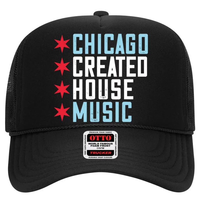 Chicago House Music Vintage DJ EDM High Crown Mesh Trucker Hat