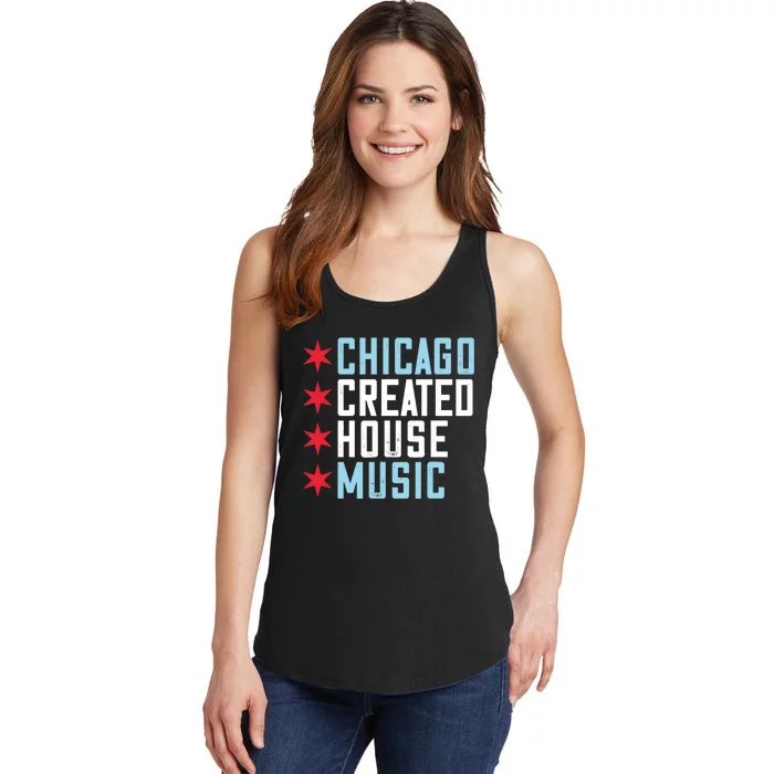 Chicago House Music Vintage DJ EDM Ladies Essential Tank