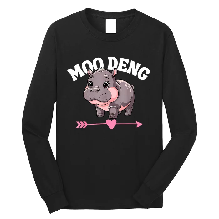 Cute Hippo Moo Deng Bouncy Pig Gift Long Sleeve Shirt