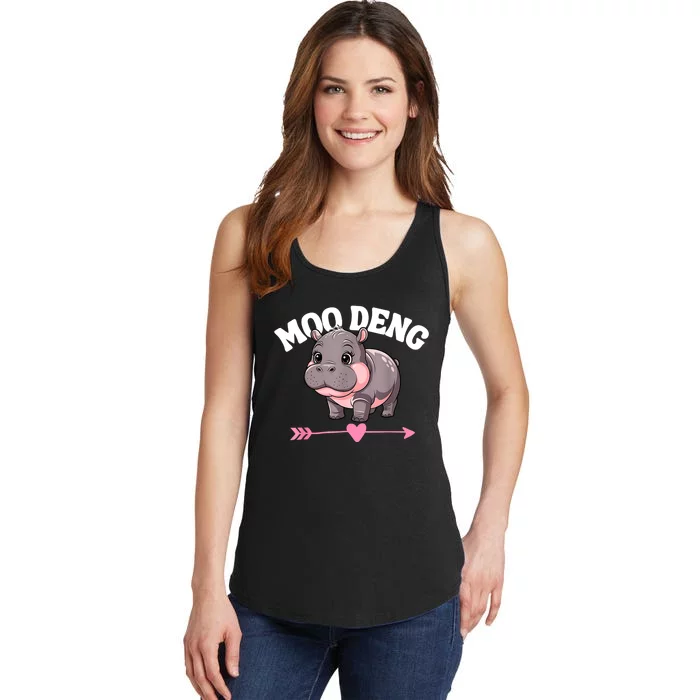 Cute Hippo Moo Deng Bouncy Pig Gift Ladies Essential Tank