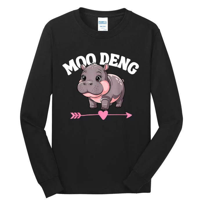 Cute Hippo Moo Deng Bouncy Pig Gift Tall Long Sleeve T-Shirt