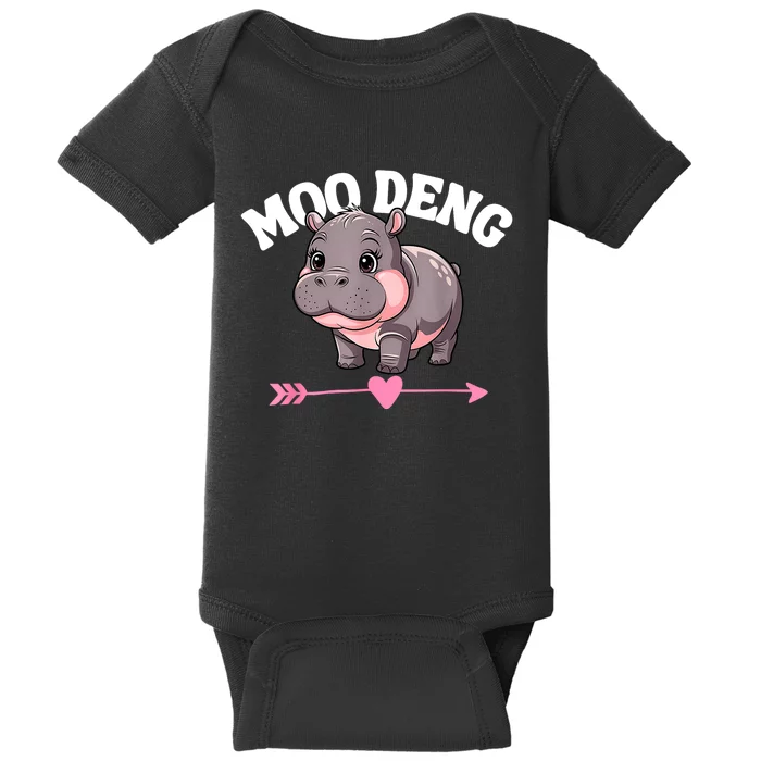 Cute Hippo Moo Deng Bouncy Pig Gift Baby Bodysuit