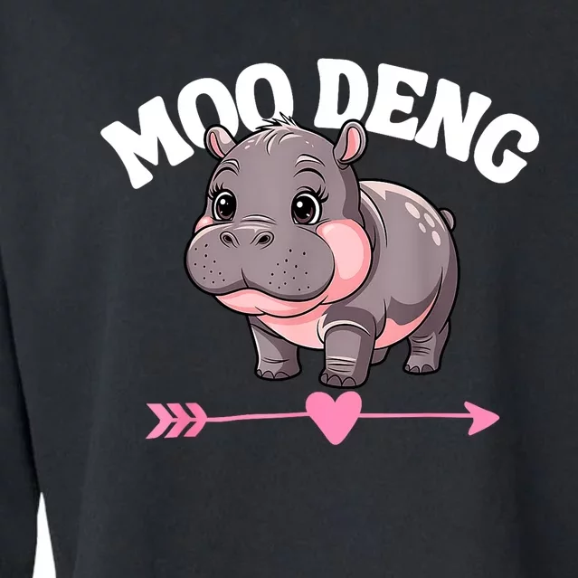 Cute Hippo Moo Deng Bouncy Pig Gift Cropped Pullover Crew