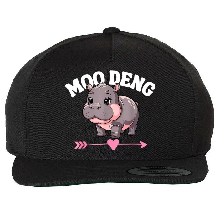 Cute Hippo Moo Deng Bouncy Pig Gift Wool Snapback Cap