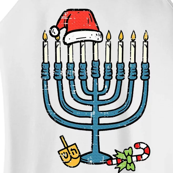 Christmas Hat Menorah Jew Hanukkah Chanukah Women’s Perfect Tri Rocker Tank