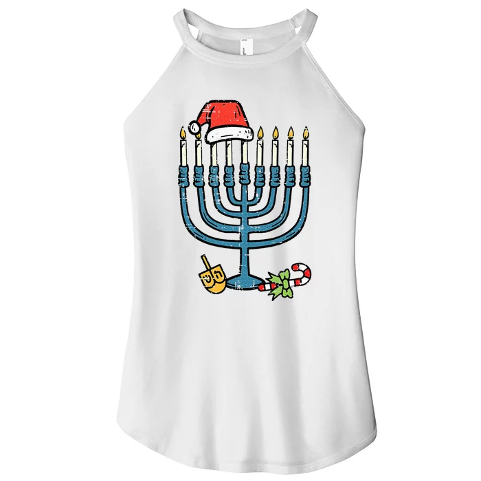 Christmas Hat Menorah Jew Hanukkah Chanukah Women’s Perfect Tri Rocker Tank