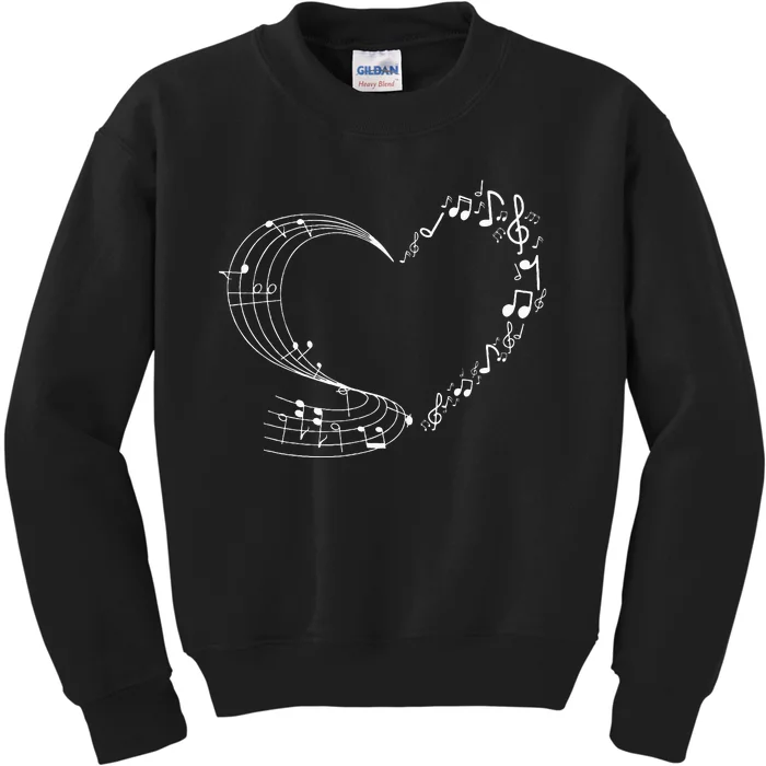 Cute Heart Music Note Musicians Kids Sweatshirt