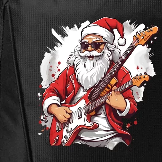 Christmas Heavy Metal Rock And Roll Electric Guitar Xmas Santa Gift City Backpack