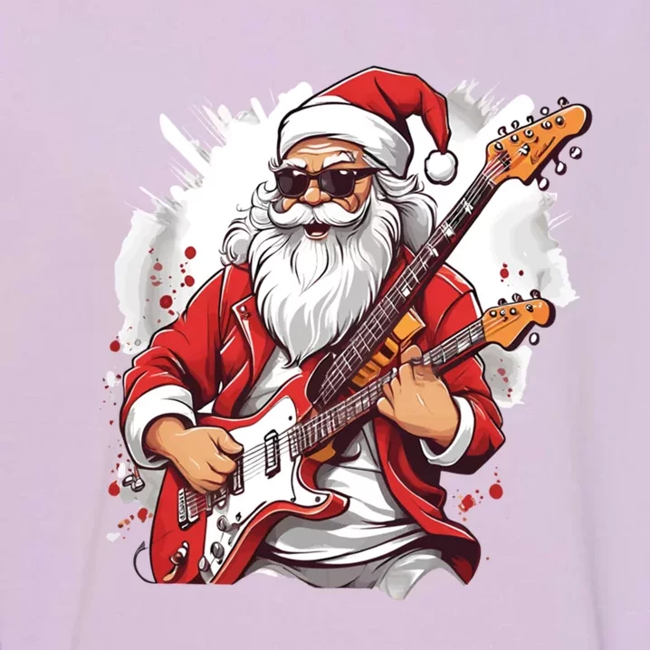 Christmas Heavy Metal Rock And Roll Electric Guitar Xmas Santa Gift Garment-Dyed Sweatshirt