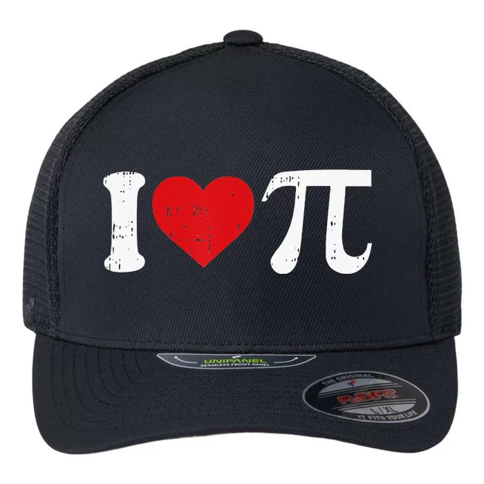 Cute Heart Math Symbols Teacher I Love Pi Day Flexfit Unipanel Trucker Cap