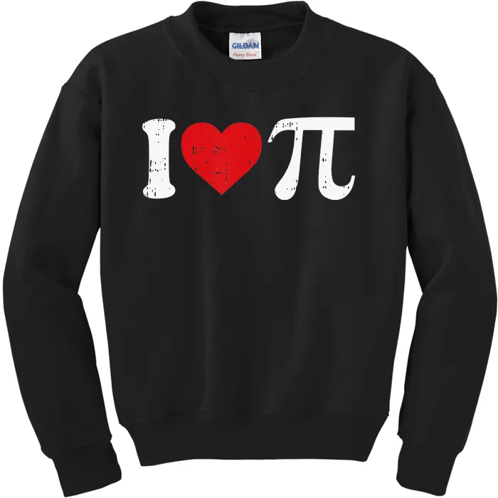 Cute Heart Math Symbols Teacher I Love Pi Day Kids Sweatshirt