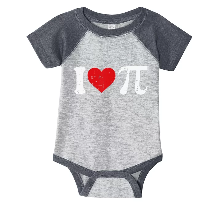 Cute Heart Math Symbols Teacher I Love Pi Day Infant Baby Jersey Bodysuit