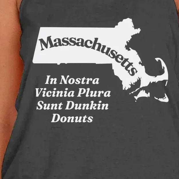 Click Hole Massachusetts In Nostra Vicinia Plura Sunt Dunkin Donuts Women's Knotted Racerback Tank