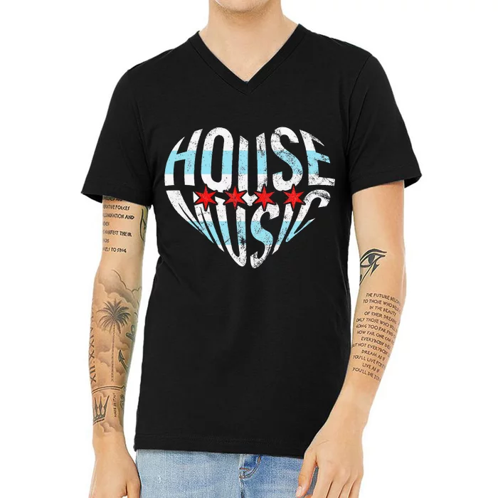 Chicago House Music I Love House Music Dj V-Neck T-Shirt