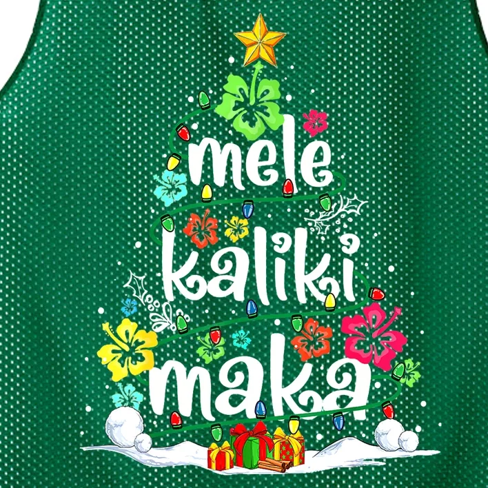 Christmas Hawaiian Mele Kalikimaka Tropical Santa Xmas Tree Gift Mesh Reversible Basketball Jersey Tank