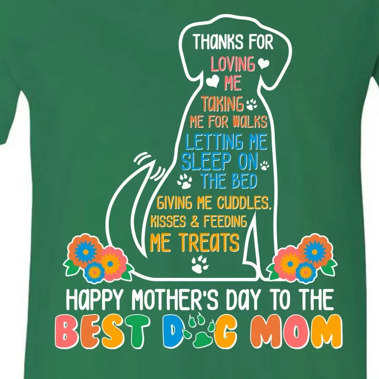 Cute Happy Mother's Day Best Dog Mom V-Neck T-Shirt