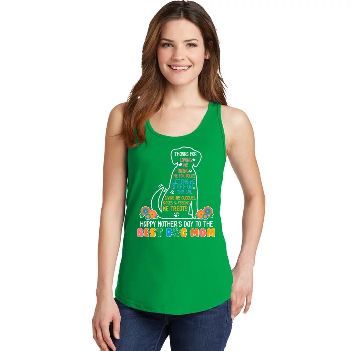 Cute Happy Mother's Day Best Dog Mom Ladies Essential Tank