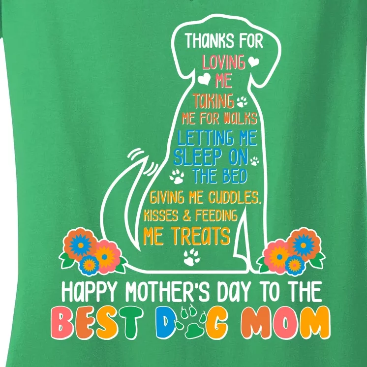 Cute Happy Mother's Day Best Dog Mom Women's V-Neck T-Shirt