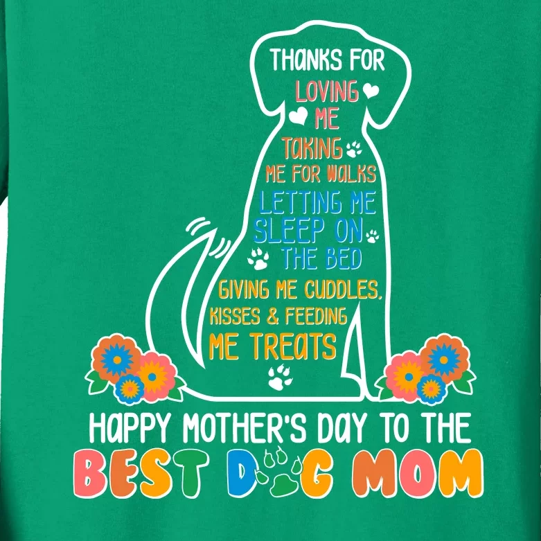 Cute Happy Mother's Day Best Dog Mom Kids Long Sleeve Shirt