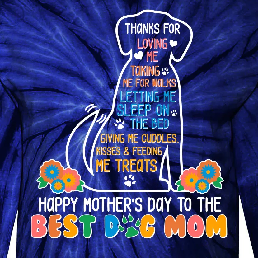 Cute Happy Mother's Day Best Dog Mom Tie-Dye Long Sleeve Shirt