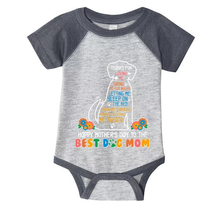 Cute Happy Mother's Day Best Dog Mom Infant Baby Jersey Bodysuit