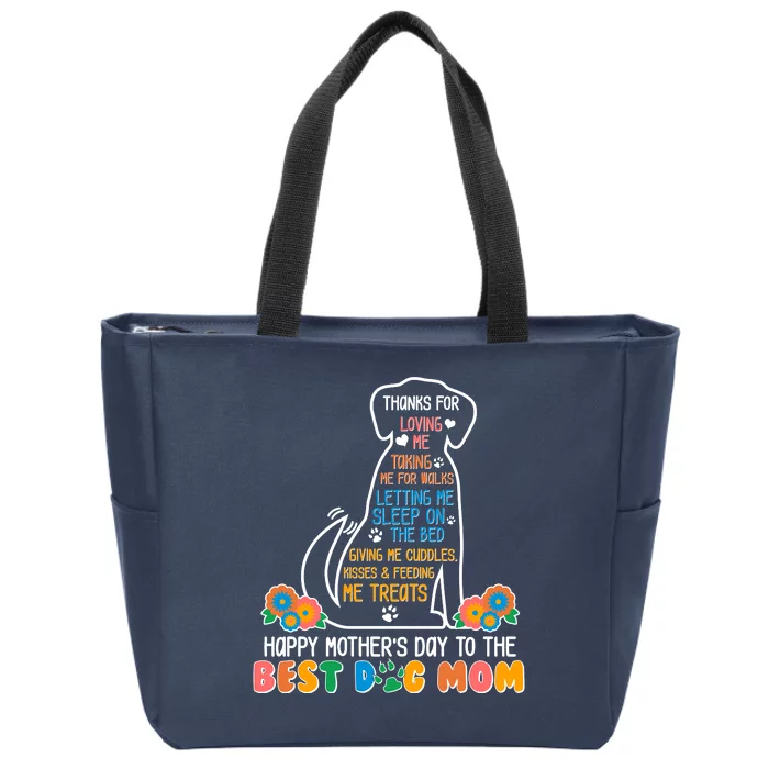 Cute Happy Mother's Day Best Dog Mom Zip Tote Bag