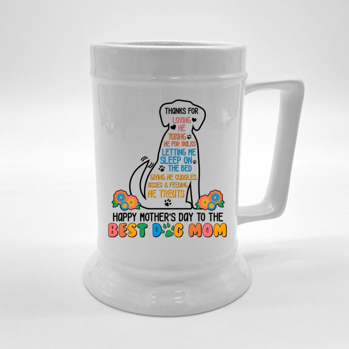 Cute Happy Mother's Day Best Dog Mom Front & Back Beer Stein