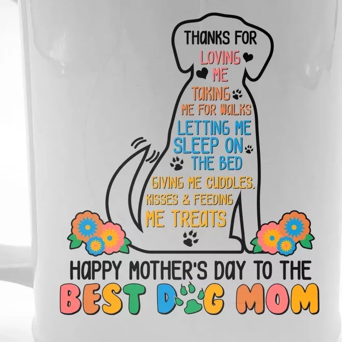 Cute Happy Mother's Day Best Dog Mom Front & Back Beer Stein