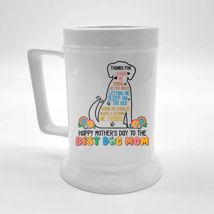 Cute Happy Mother's Day Best Dog Mom Front & Back Beer Stein