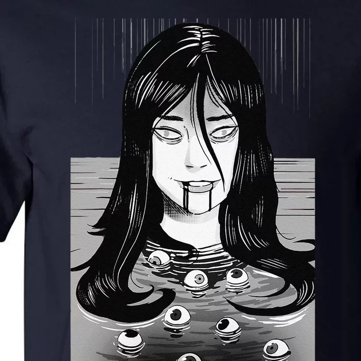 Creepy Horror Manga Anime Woman Eyes Bathtub Halloween Art Tall T-Shirt