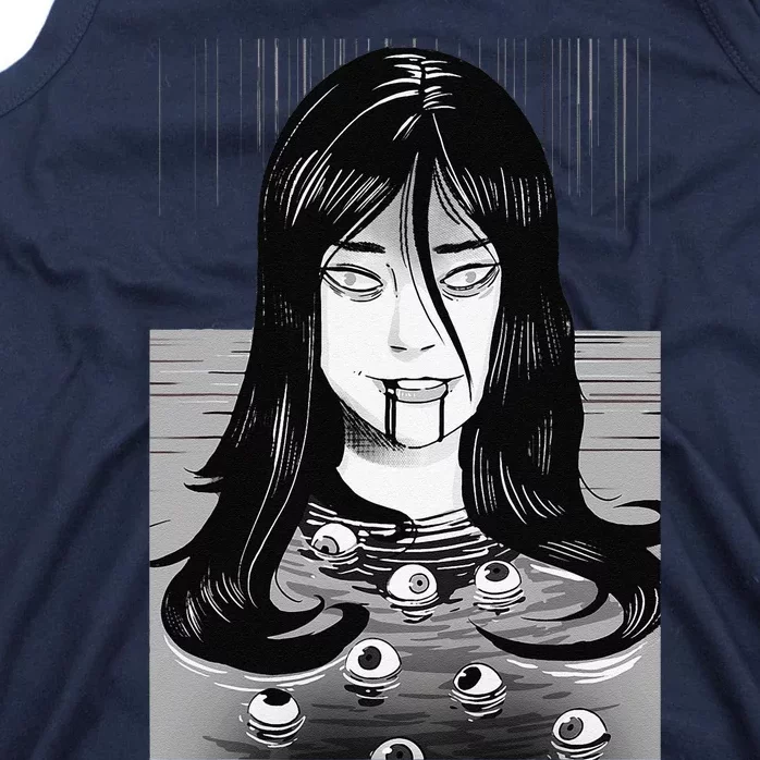 Creepy Horror Manga Anime Woman Eyes Bathtub Halloween Art Tank Top