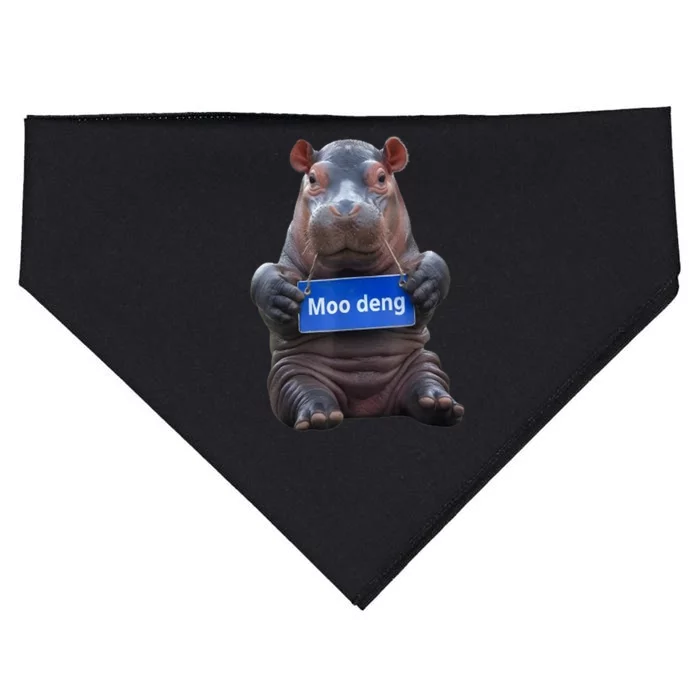 Cute Hippo Moo Deng Baby Pygmy Funny Gift USA-Made Doggie Bandana