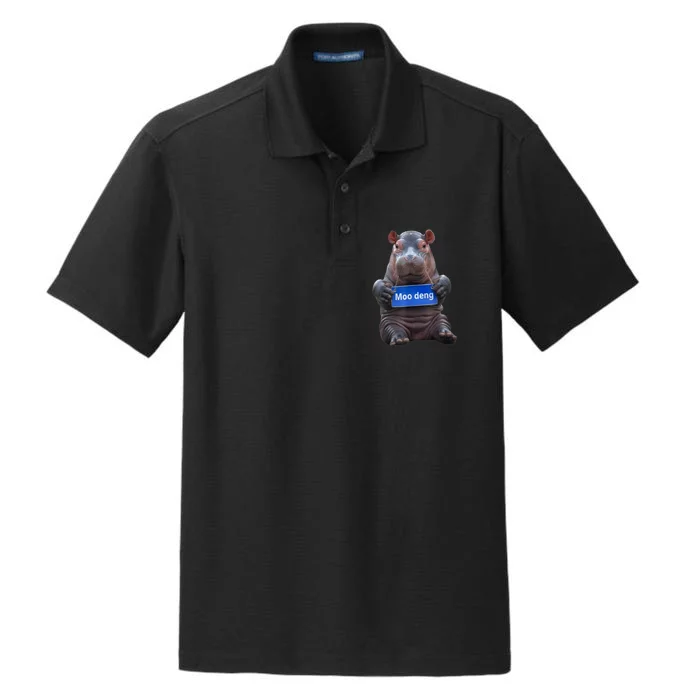 Cute Hippo Moo Deng Baby Pygmy Funny Gift Dry Zone Grid Performance Polo