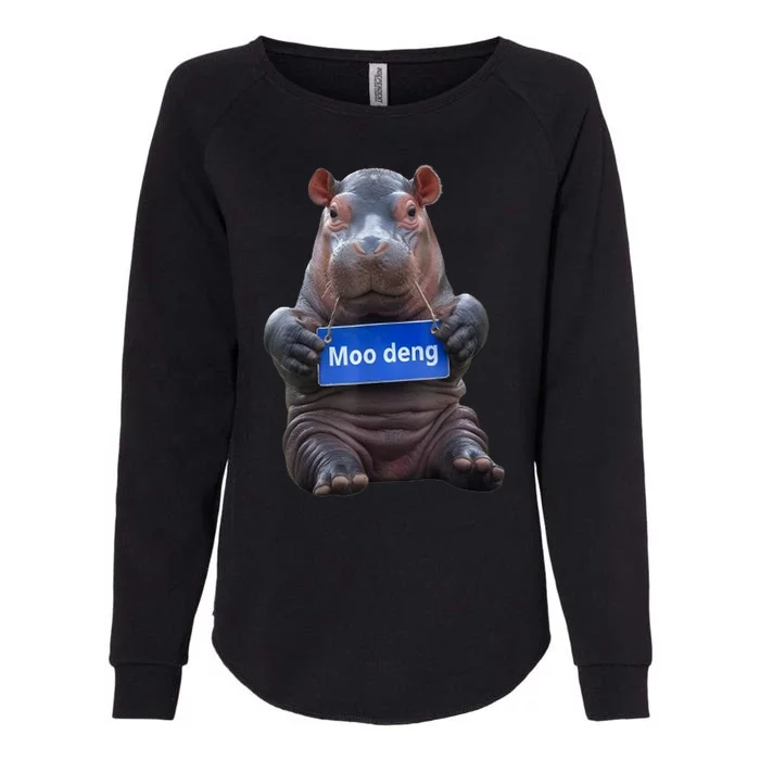 Cute Hippo Moo Deng Baby Pygmy Funny Gift Womens California Wash Sweatshirt